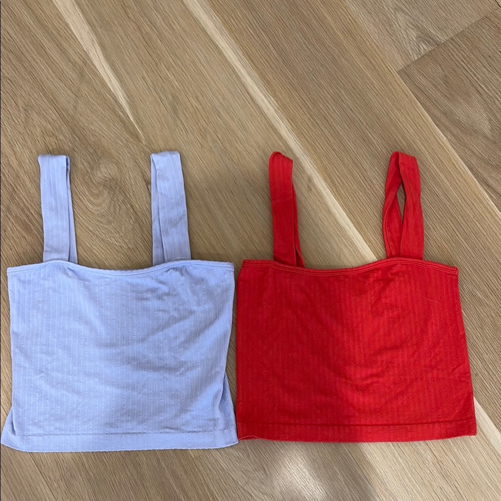 Suzette Red and Light Blue Ribbed Tank Tops woman one size